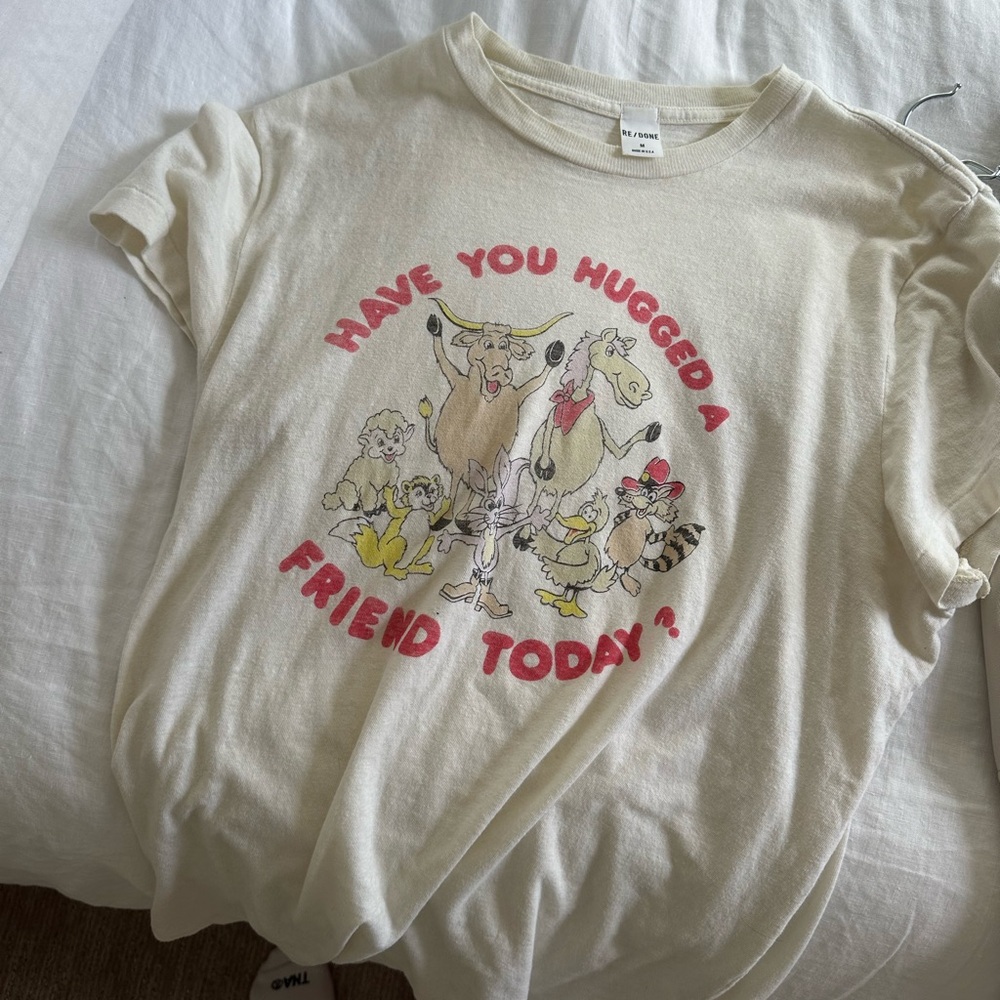 Re/Done Cream Cartoon Graphic Tee